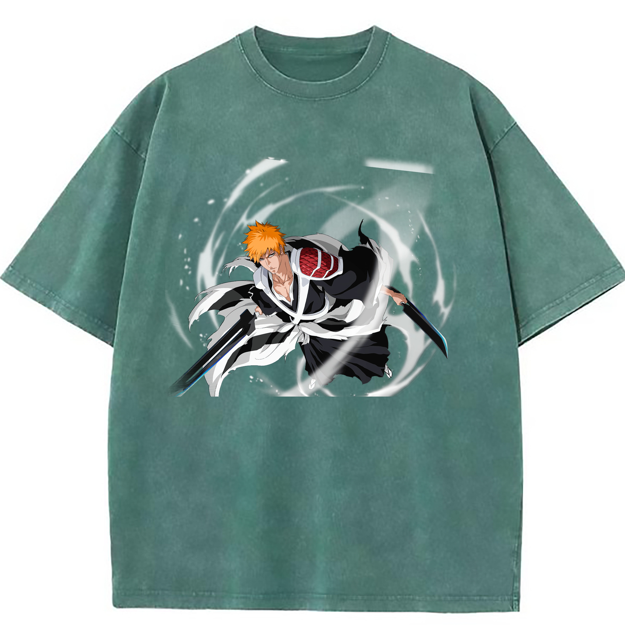 （画像用） ブリーチ 黒崎一護（くろさき いちご）BLEACH Kurosaki Ichigo 綿100% ヴィンテージ風 半袖Tシャツ（フロントプリント）